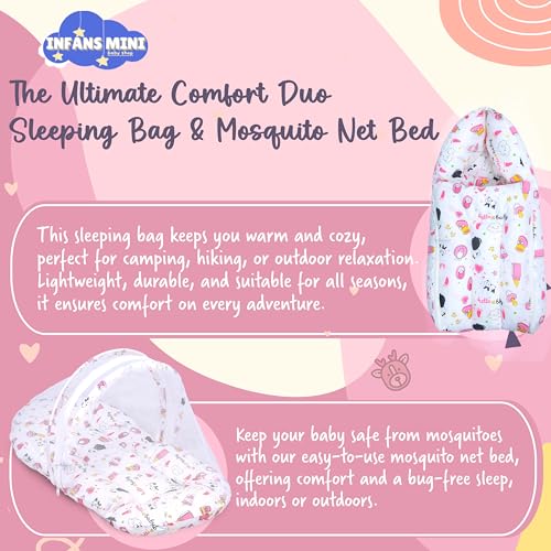 Image of Baby Bedding Set for New Born Baby Sleeping Bag, Mosquito Net Bed, Sleeping Mattress Suitable for 6 Months Babies (Panda Pink)