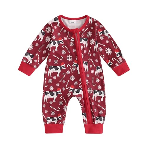 Image of FIOMVA Western Baby Girl Clothes Newborn Cowgirl Outfit Infant Boy Highland Cow Print Jumpsuit Fall Winter Cowboy Outfits