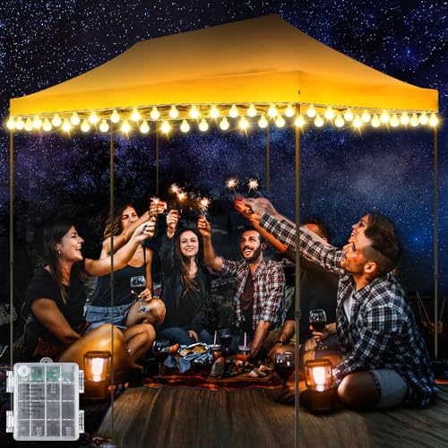 Hohean 1 Pack Canopy Tent Lights, 59ft 120LEDs Canopy Lights Outdoor Battery Powered with 8 Modes, Bright Camping Canopy String Lights for 10' x 20' Pop Up Canopy Tent, Suitable for Tailgate Party