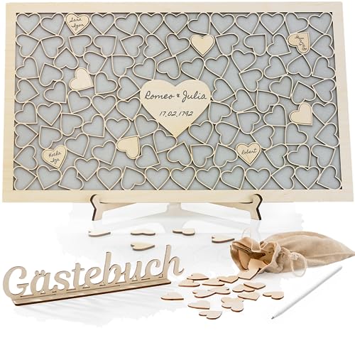 Wedding Gästebuch Hochzeit mit Holzherzen I Perfekt Hochzeitsdeko I 101...