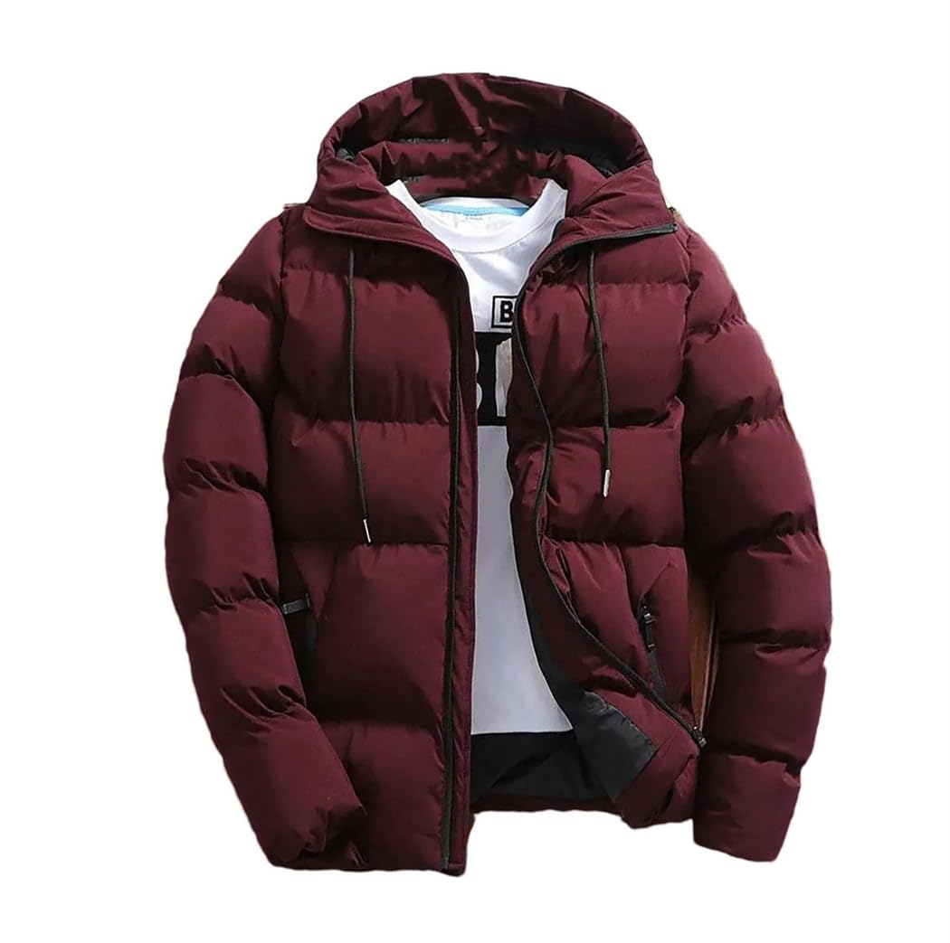 FULBHPRINT Piumino da uomo con cappuccio invernale spesso caldo piumino leggero Outwear Business Casual soprabito