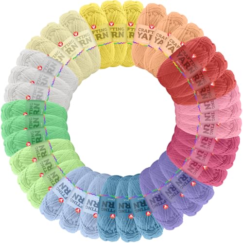 Image of Hygloss Pastel Acrylic Yarn for Crocheting & Hand Knitting - Set of 48 | CR- 24 Yard Per Skein | Total 1,152 Yds | Beginner Friendly | Soft Smooth Crochet Yarn #3 Weight DK | Mini Colorful Skeins