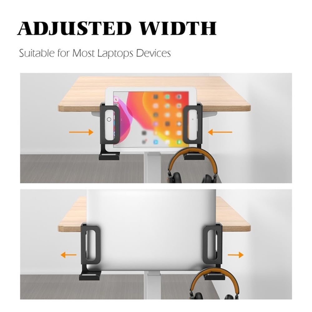 Supporto per Laptop Organizer for Laptop da scrivania, Supporto for Laptop sotto la scrivania con Supporto for Cuffie Rialzo per Laptop(Nero)