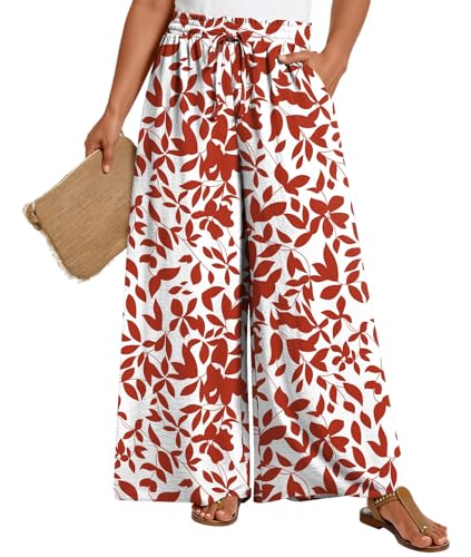 LONGYUAN Plus-Size Wide-Leg Printed Palazzo Pants