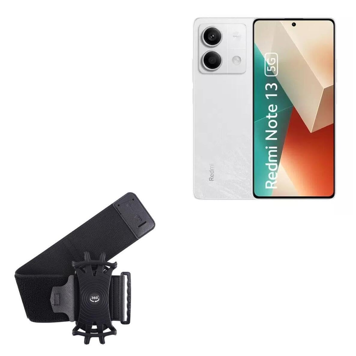 BoxWave Holster Compatible with Xiaomi Redmi Note 13 - ActiveStretch Sport Armband, Adjustable Armband for Workout and Running - Jet Black