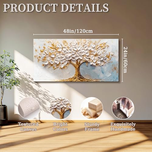 SERIMINO Tree of Life Large Wall Art, Blossom Tree Canvas Paintings, Nature Landscape Abstract Art Prints, Modern Trendy Pictures Wall Decor Living Room Bedroom, Office Art Wall Decoration 24"X48"
