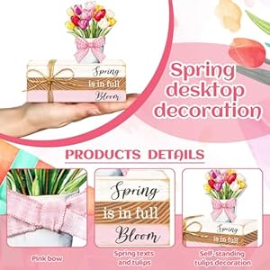 Ferraycle 4 Pcs Spring Table Decor Tulip Wooden Sign Spring Farmhouse Wooden Block Decorative Floral Book Tiered Tray Easter Decor Rustic Decoration for Bookshelf Fireplace Desk Living Room(Classic) Ferraycle 4 Pcs Spring Table Decor Tulip Wooden Sign Spring Farmhouse Wooden Block Decorative Floral Book Tiered Tray Easter Decor Rustic Decoration for Bookshelf Fireplace Desk Living RoomClassic