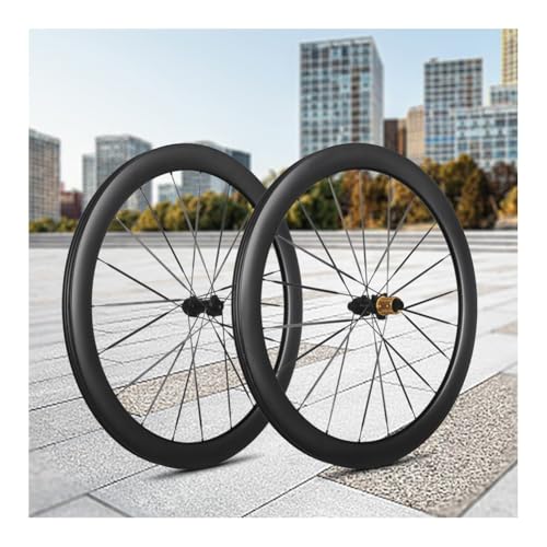 Juego de Ruedas Delanteras Y Traseras para Bicicleta de Carretera 700C Freno de Disco con Bloqueo Central Radios de Carbono Llantas de 38 mm Compatible con 8/9/10/11/12 Velocidades Trinquete de 6