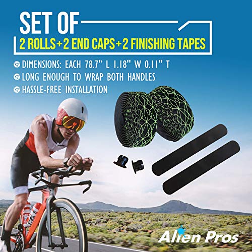 Image of Alien Pros Bike Handlebar Tape PU (Set of 2) Black Red White Pink Blue - Enhance Your Bike Grip with These Bicycle Handle bar Tape - Wrap Your Bike for an Awesome Comfortable Ride