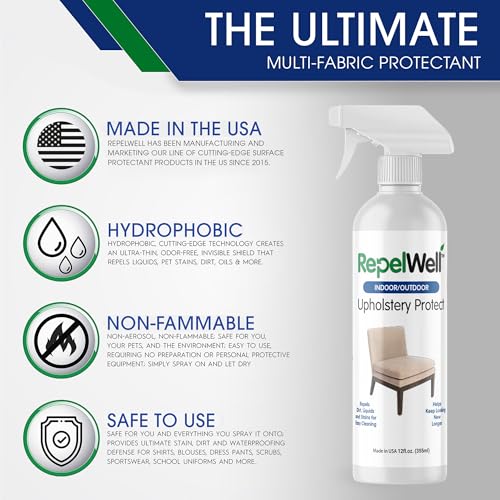 Repelwell UPLSTRY12-UPC Upholstery Protect Stain & Water Repellent Spray (12Oz) Eco-Friendly, Pet-Safe Spray Keeps Your Fabric thumb #3