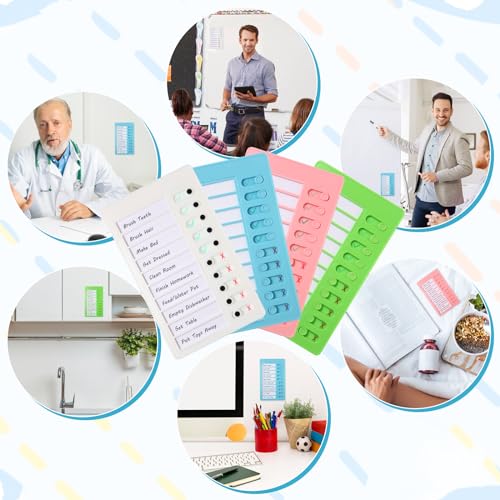 Image of Aleric 4 Pieces Chores Chart for Kids Chore Chart, Sliding Routine Chart to Do List, My Chores RV Checklist Task Planning Board for Kids and Adults, ADHD Tools Routine Visual Schedule Reminder