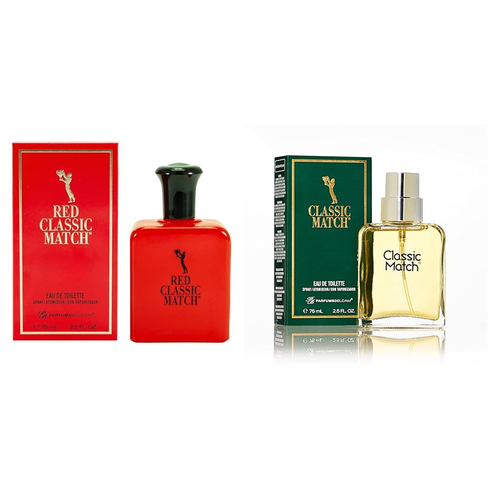 PB ParfumBelcam Men's 2.54 Fl Oz Red Classic Match Eau de Toilette & 2.5 Fl Oz Polo our Version Eau De Toilette Spray Bundle