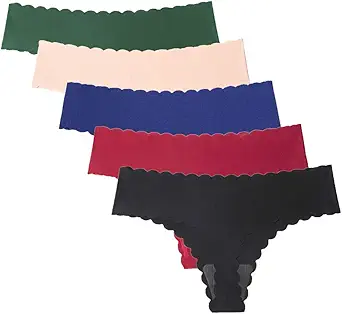 Wetopkim Seamless Thongs for Women, No Show Panties V-waisted Stretch Breathable, Seamless Thong Underwear 6 Pack S-XL