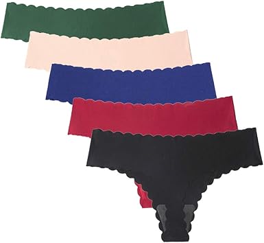 Wetopkim Seamless Thongs for Women, No Show Panties V-waisted Stretch Breathable, Seamless Thong Underwear 6 Pack S-XL