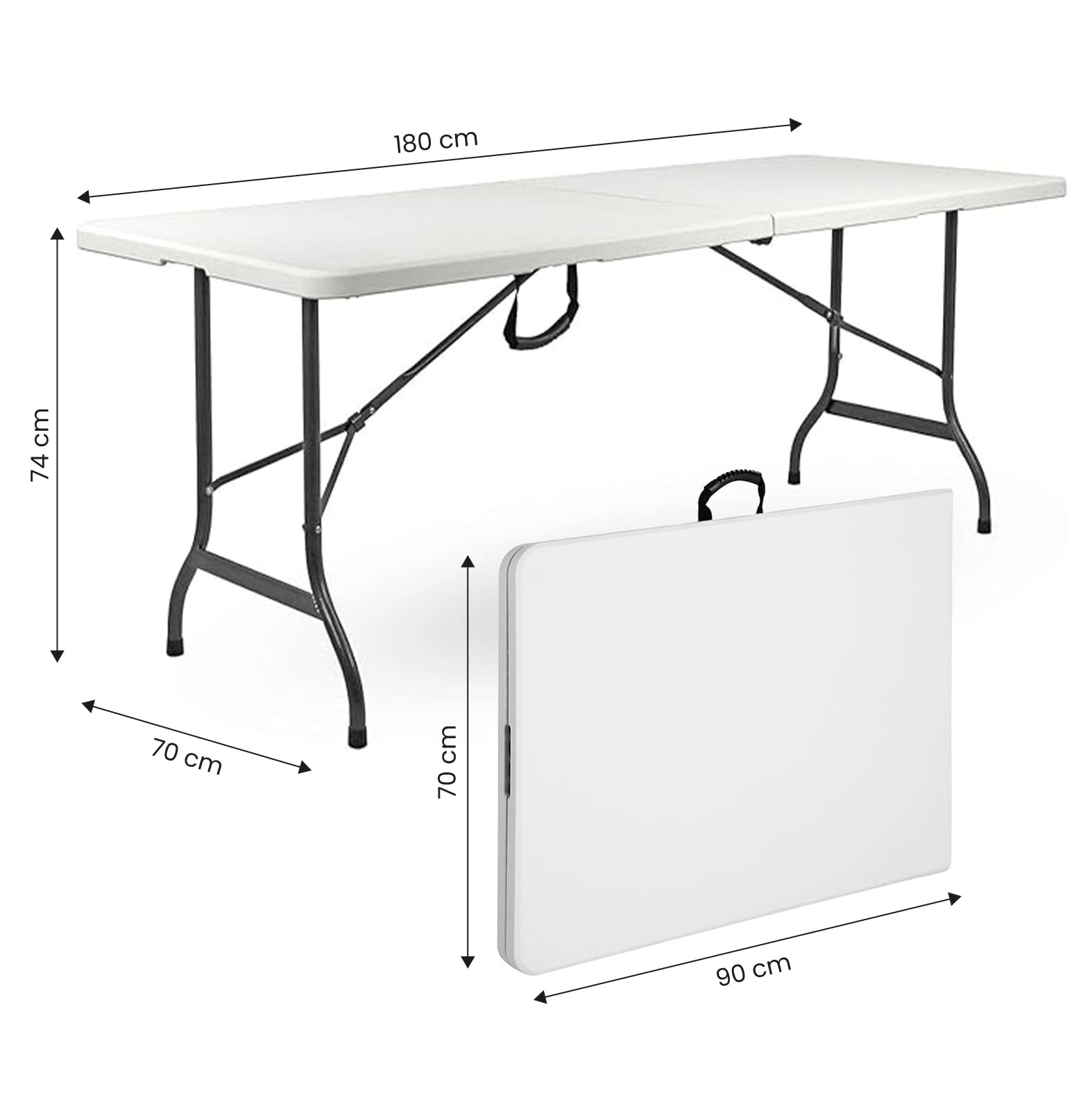 Brigros Tavolo Pieghevole Da Giardino 180x70x74 Pieghevole A Valigetta Con Maniglia Salvaspazio