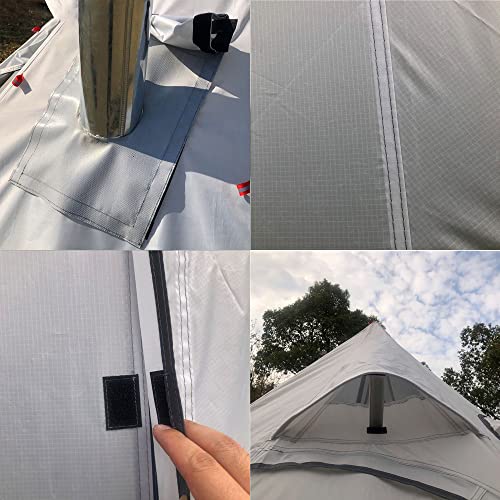 Vilemoon Tipi Hete tent met brandvertragende kachelkrik voor rookkanalen, 2~3 personen, lichtgewicht, tipi-tenten voor familieteam, outdoor, backpacken, kamperen, wandelen - Afbeelding 4