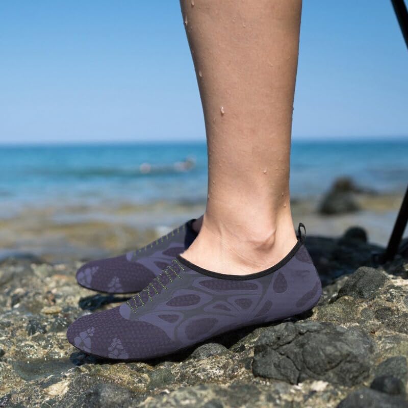 Mens Womens Water Shoes Quick Dry Barefoot Shoes Non-Slip Aqua Socks for Beach Swim Black Pattern