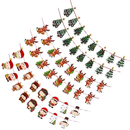 Toyvian 6 Tiras Bandeira de Natal Bandeira Festa Decorativo Papel Guirlanda Natal Santa Eik Feriado