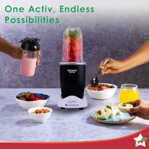 Buy Wonderchef Nutri-blend Activ Mixer Grinder Blender, Smoothie Maker, 500W 22000 RPM 100% Full Copper Motor, 2 Unbreakable Jars, SS Blades, 2 Year Warranty, Recipe book by Chef Sanjeev Kapoor, Black Online at Low Prices in India - Amazon.in - Image 6