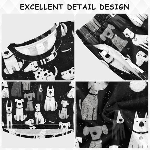 Long Sleeve Pajama Set for Girls Boys,Dogs Sitting and Standing Comfy Crewneck Sleepwears,Soft Kid's Homewear Clothes Underwear Sets 5T3