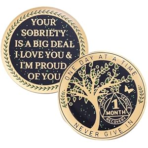 One Month Sobriety Coin AA Chips and Medallions Tree of Life Recovery Coins 30 Days Anniversary Token Sobriety Gifts for Men Women Alcoholics Anonymous Gifts