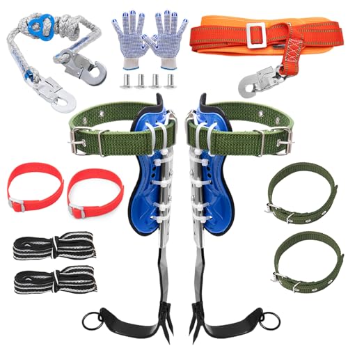 MAHOOMMAKH Tree Climbing Spikes Tree Climbing Gear with Adjustable Climbing Belt- Tree Climbing Equipment