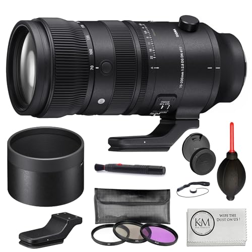 Sigma 70-200mm f/2.8 DG DN OS Sports Lens | Sony E with 3-Piece Filter Set + Lens Pen + Blower + Lens Cap Keeper + Microfiber Cleaning Cloth (4 Items)