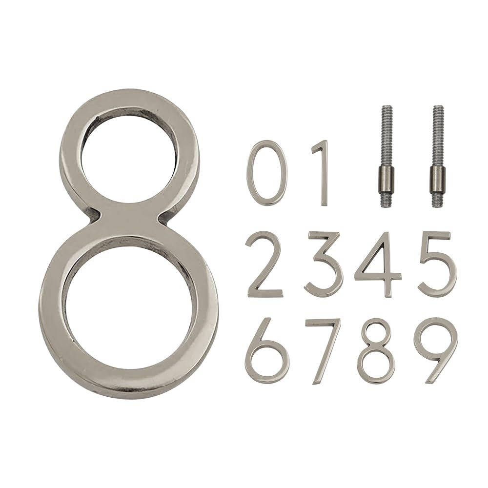 DecorTwist® Metal House Number Silver Door Numbers For Home Outdoor Flat Hostel Hotel Lodge Apartment College Library Rack Number Warehouse 4 Inch Height (Number 8) — Amazon image 2