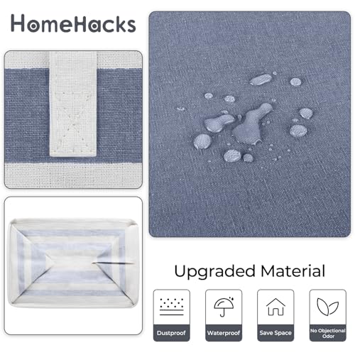 HomeHacks 2 Pack Large Laundry Baskets, Waterproof, Freestanding Laundry Hampers, Collapsible Clothes Hamper with Reinforced Handles in Laundry, College Dorm, Bathroom, Bedroom (Blue+Pink, 88Lx2)