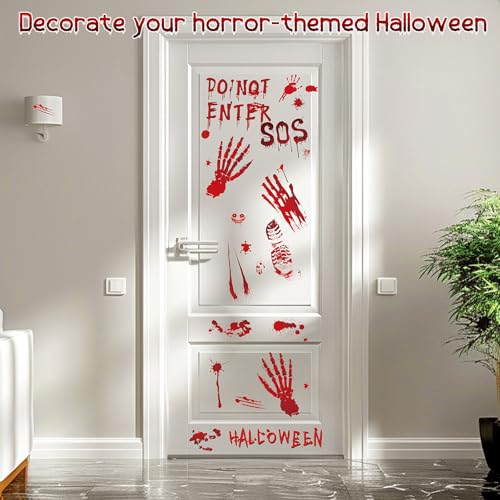 Large Halloween Window Stickers, Isisyu 9 Sheets Halloween Window Decorations with Bloody Handprints Zombie Silhouettes, Scary Bloody Double Sided Clings Decals for Glass Bathroom Party Decoration - Cosy Home Interiors Large Halloween Window Stickers, Isisyu 9 Sheets Halloween Window Decorations with Bloody Handprints Zombie Silhouettes, Scary Bloody Double Sided Clings Decals for Glass Bathroom Party Decoration - Image 4