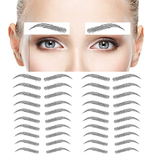 Benuomi 20 Pairs Eyebrow Tattoo Stickers, Waterproof Eyebrow Transfers Stickers Peel Off 6D Eyebrow Tattoo Sticker Nature False Eyebrows Hair-Like Long Lasting Tattoo Eyebrow for Woman Makeup Tool (Black-04, Black)
