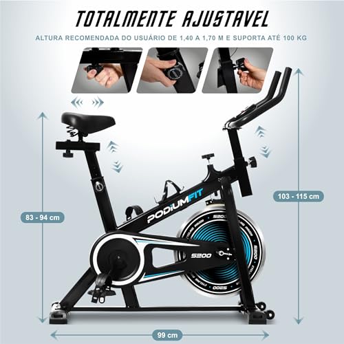 Bicicleta Ergométrica Spinning PodiumFit S200 - Silenciosa