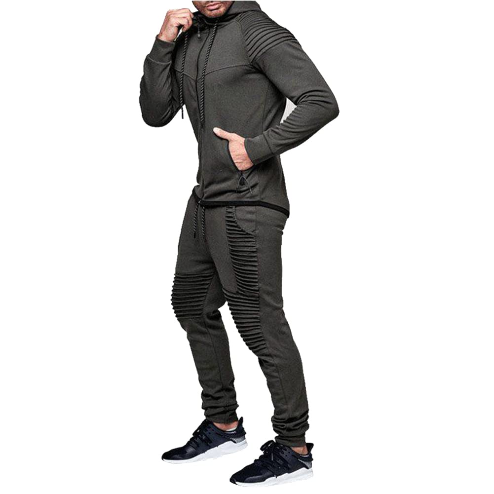 amropi Tute da Ginnastica Uomo Maniche Lunghe Felpa con Cappuccio e Jogging Pantaloni Sportiva Set