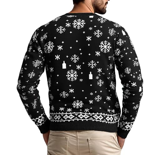 Ugly Christmas Sweater Men: Funny Snowflake Santa Hilarious Xmas Claus Soft Pullover Long Sleeve Knitted Sweaters2