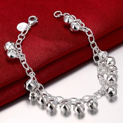 OSIRIDEH2 Bell Bracelet 925 Sterling Silver Bells Sounds Bead Chain Bracelet for Women Wedding Engagement Party Jewelry Jingling Bracelets4