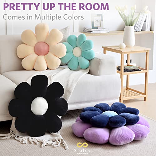 Sioloc Blumenförmiges Kissen, Gänseblümchen-Kissen, Bodenkissen, Sitzkissen, Wohndekoration & Plüsch-Wurfkissen für Bett, Sofa, Sessel (Lavendel, 38cm)