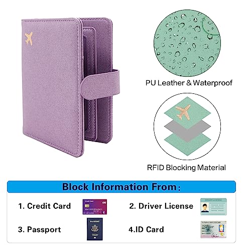 Image of Melsbrinna Rfid Passport Holder for Travel women /Men, Cute Passport Wallet Rfid Blocking Card Slots, Rfid Passport Cover /CaseTravel Wallet, Passport Book Holder (1, Purple1)