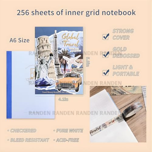 Image of RANDEN Global Traveler Journaling Kit, 346PCS Vintage Scrapbook & Stationery Set with Aesthetic Stickers, Ephemera Pack and Journal Supplies for Bullet Journals, Planners, Albums & Creative Crafts (GLOBAL TRAVELER)