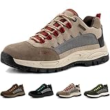 Wanderschuhe Herren Atmungsaktiv Trekkingschuhe Leicht Outdoorschuhe Anti-Rutsch Outdoor Sportlich Schnüren (41 EU,Beige)