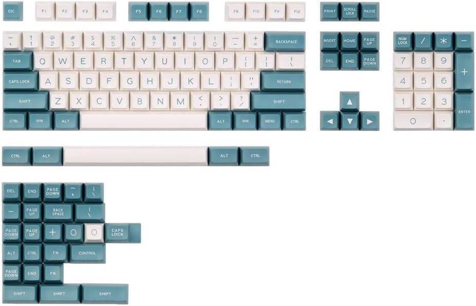 Keyboard keycaps 134 Key Switch Keycaps Green White Color SA Profile ABS Keycaps Set for Mechanical Gaming Keyboard