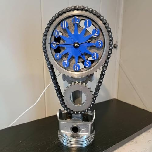 Reloj de engranaje giratorio, estilo steampunk industrial, decoración del hogar, mecanismo de cadena motorizado, reloj de escritorio único para decoración de oficina y sala de estar