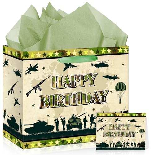Camouflage Birthday Gift Bag Army Party Supplies Gift Bag with