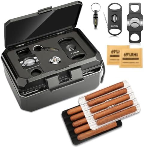 LIHTUN Estuche humidor de viaje y accesorios para puros, estuche ...