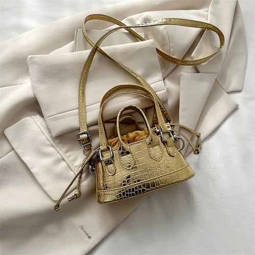 Bolsas pequenas transversais para mulheres, mini bolsa de mão dourada clutch para noite com alça ajustável para festa de casamento, Dourado