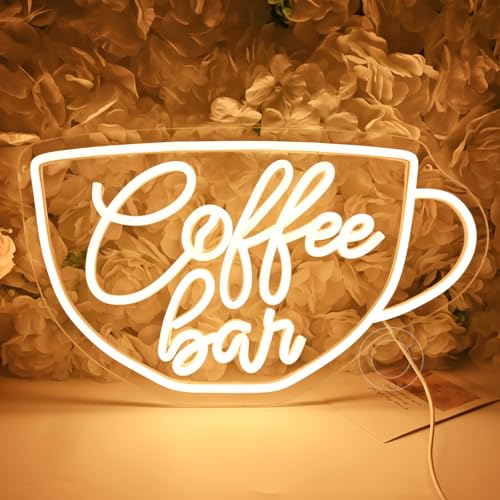 SYLHOME Coffee Bar Led Neon Light Sign Coffee Shop Business