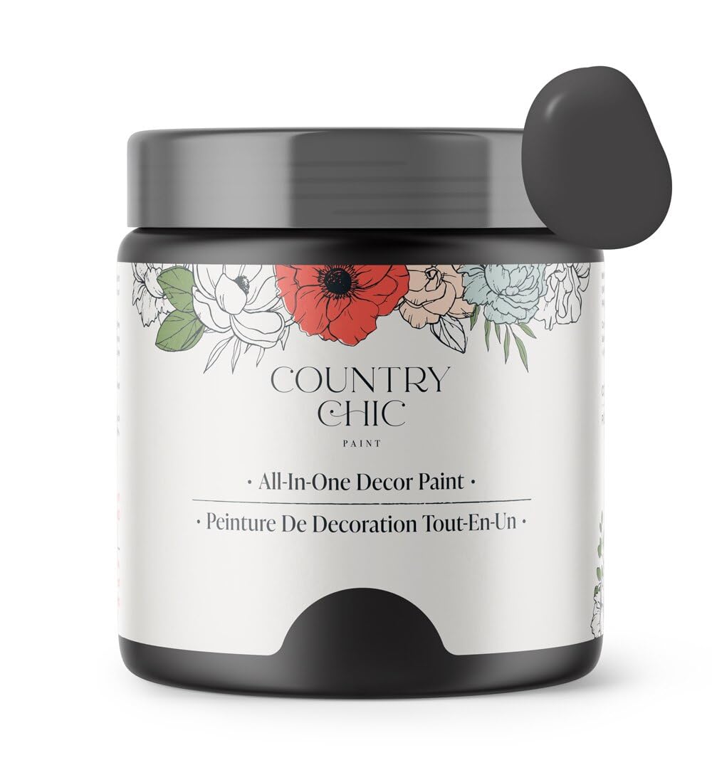 Country Chic All-in-One Chalk Paint for Furniture, Cabinets, Home Decor, Eco-Friendly, Matte Finish, Built-In Primer & Top Coat for Wood, Metal - Liquorice (Black) - 8 oz (237 ml)