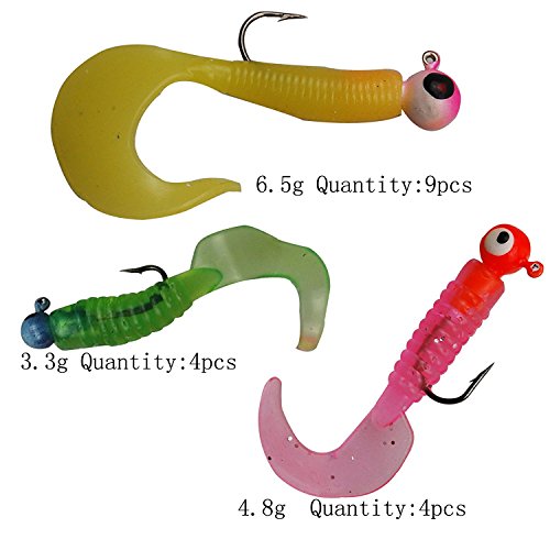 Weiche-Angelkoeder-mit-Haken-Jig-Koeder-weicher-Wurmkoeder-aus-Silikon-Set-mit-17-Stueck