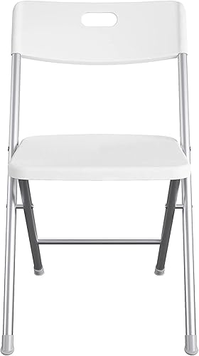 Miniatura 2 de Silla plegable de resina para asiento y respaldo, uso compacto para interiores y exteriores, capacidad de peso de 225 libras, color blanco