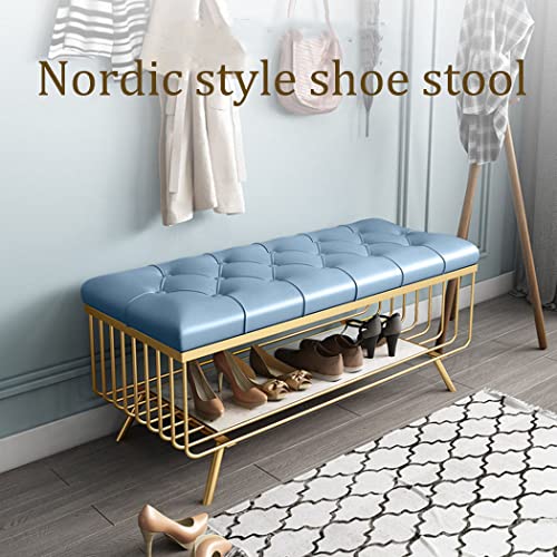 Tabouret de chambre design en cuir synthétique et finitions dorées - 4