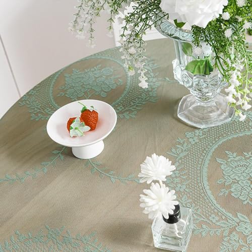 Nappe en dentelle de table rustique rectangulaire verte 140x300